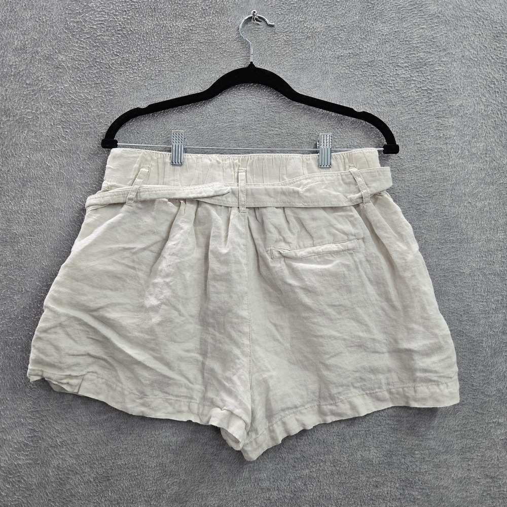 Christian Siriano Women Shorts Large White Linen Buckle 2" Inseam - Picture 6 of 6